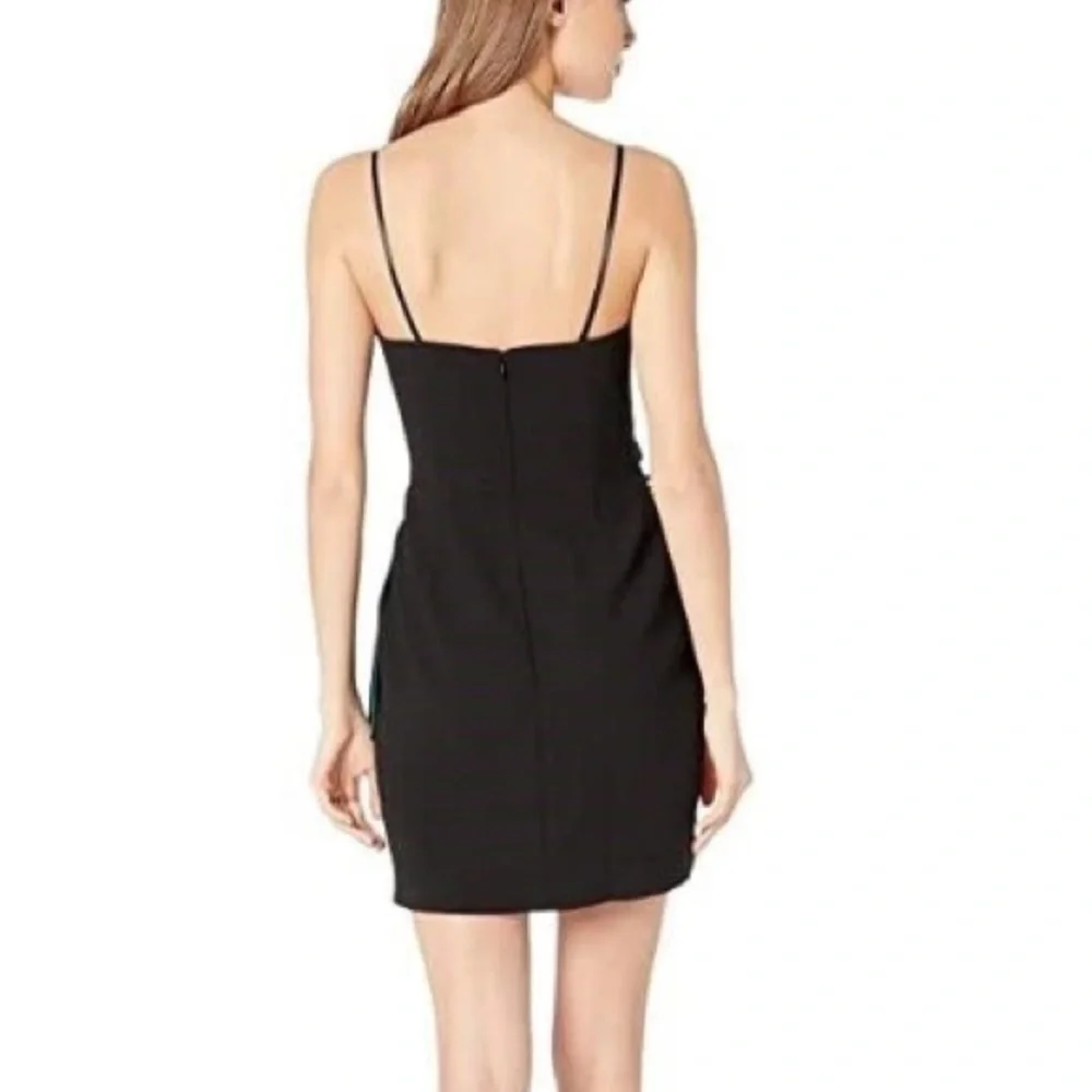 JillJillStewart wrapped two-tone black teal mini cocktail dress 41261